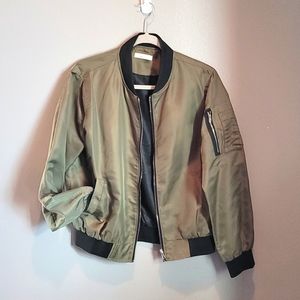 Nylon Bomber Jacket - Large, Black and Olive Green